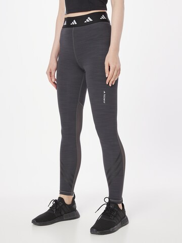 ADIDAS PERFORMANCE Skinny Sporthose 'Techfit 3-Stripes' in Grau: Vorderseite