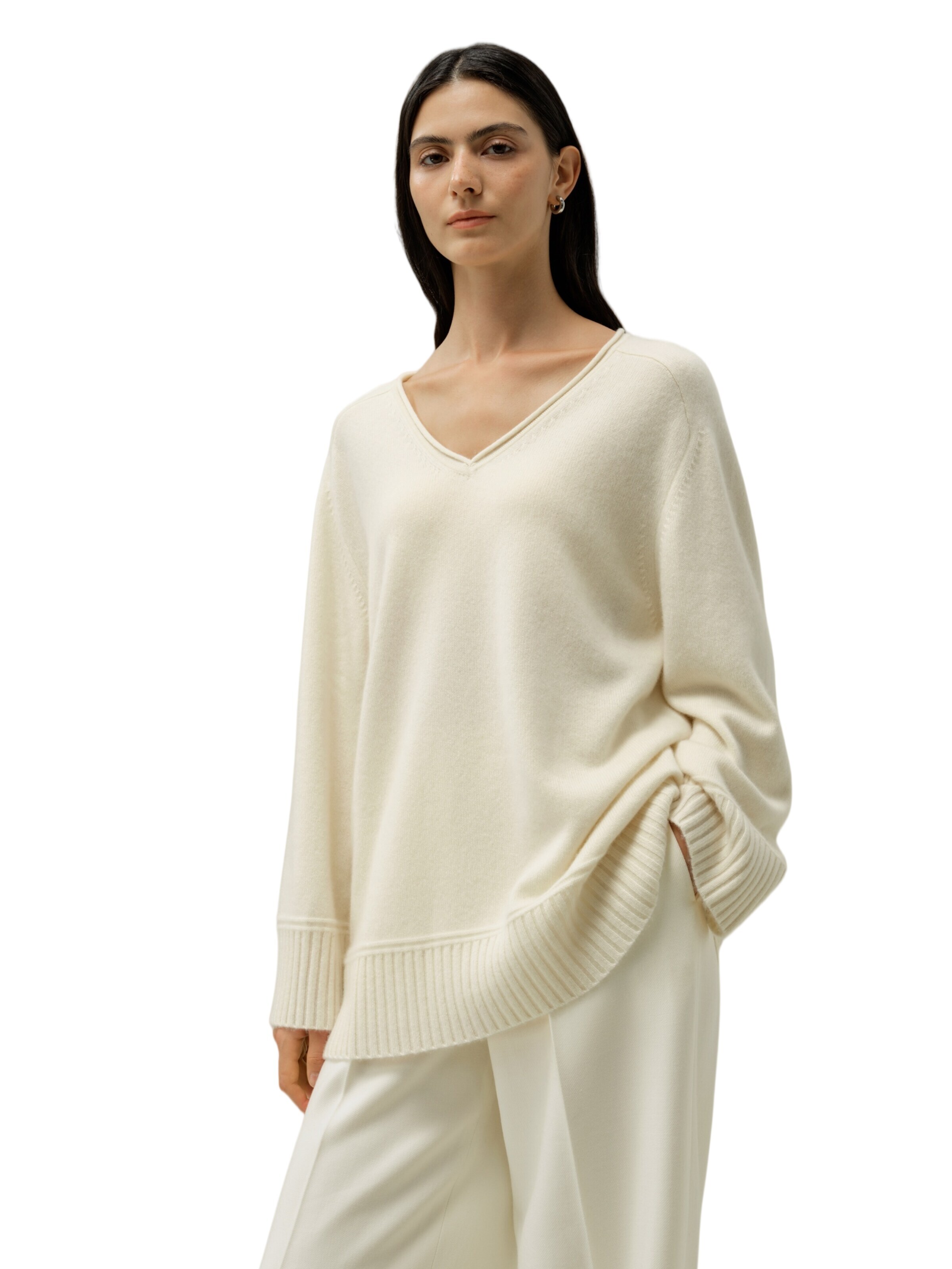 Lilysilk - Jersey 'Bootneck-Pullover aus gebürstetem Kaschmir' en blanco