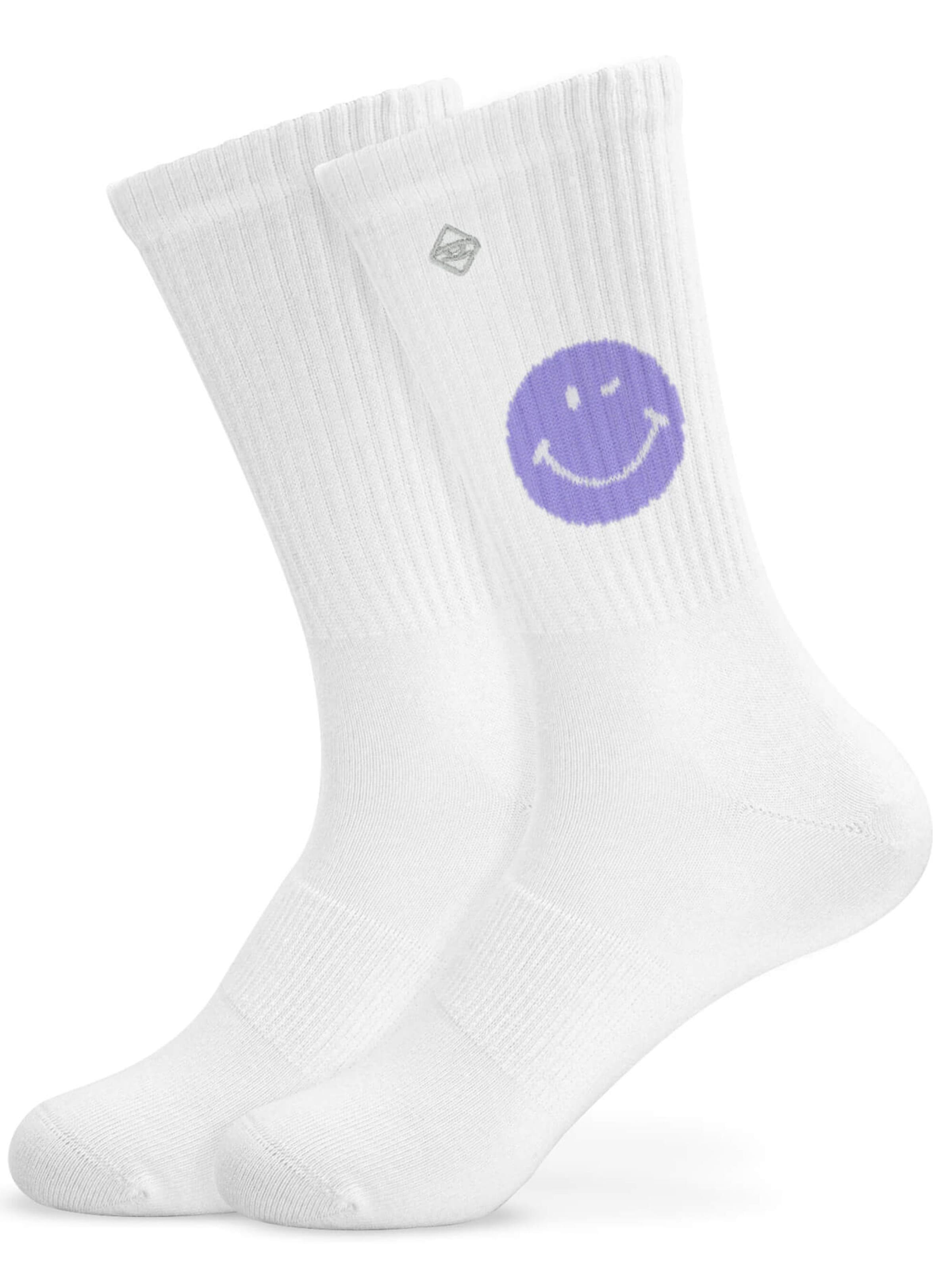 J.Clay Socks 'Purple Smile' in White: front