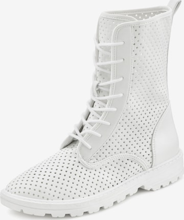 LASCANA Lace-Up Ankle Boots in White: front