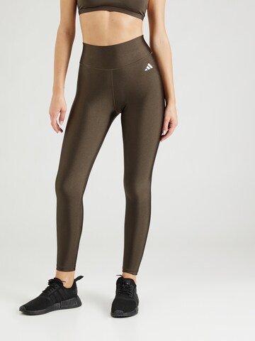 ADIDAS PERFORMANCE Skinny Workout Pants 'ESS' in Green: front
