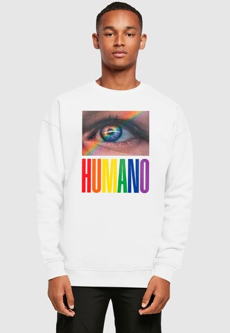 Merchcode Sweatshirt 'Human Rainbow' in Weiß: Vorderseite