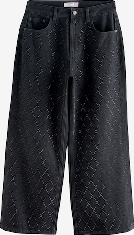 Wide leg Jeans de la Next pe negru: față