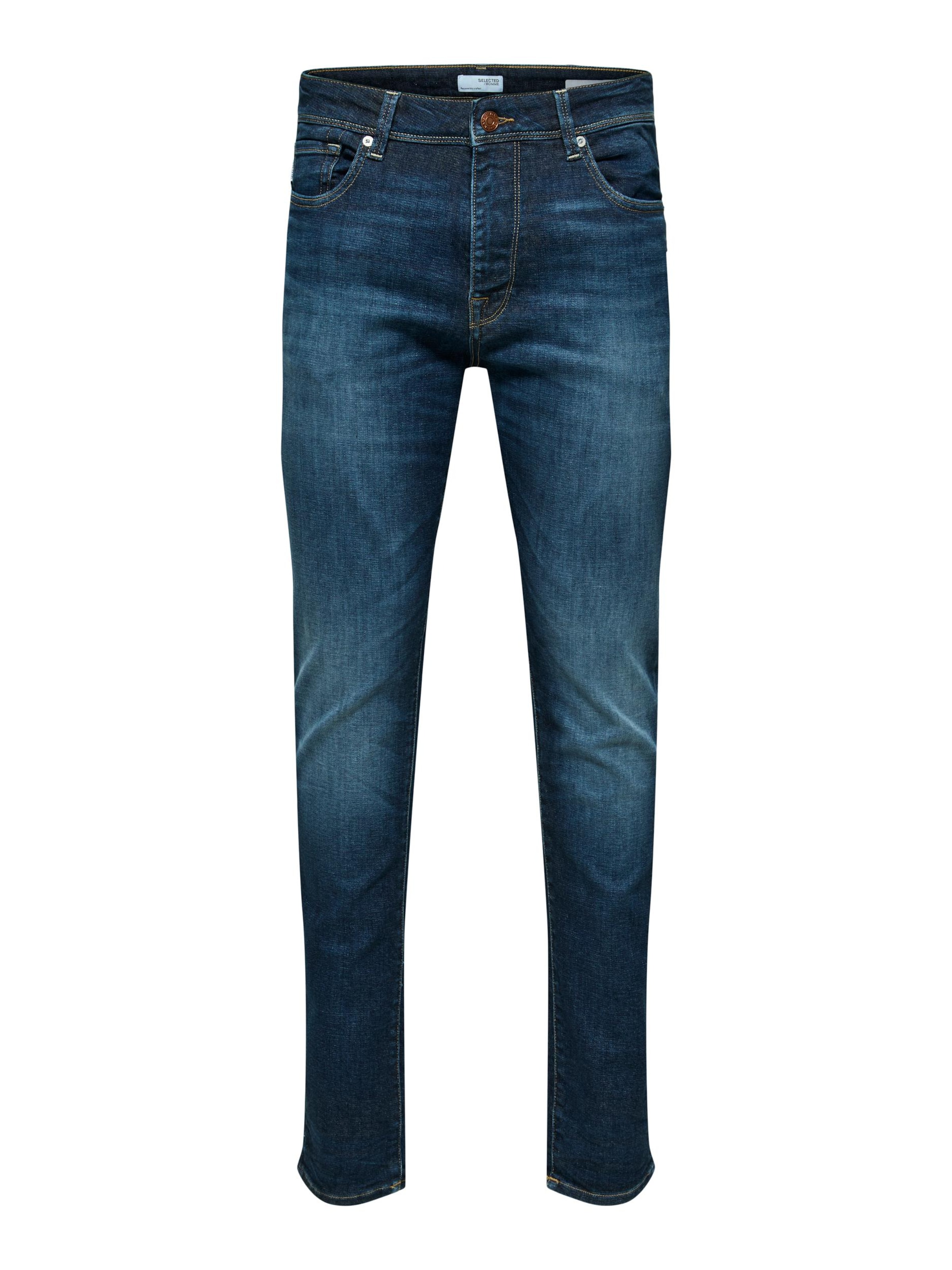 Coupe slim Jean 'SLHLeon' SELECTED en bleu : devant