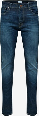 Coupe slim Jean 'Leon' SELECTED HOMME en bleu : devant