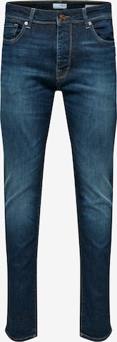 Coupe slim Jean 'Leon' SELECTED HOMME en bleu : devant