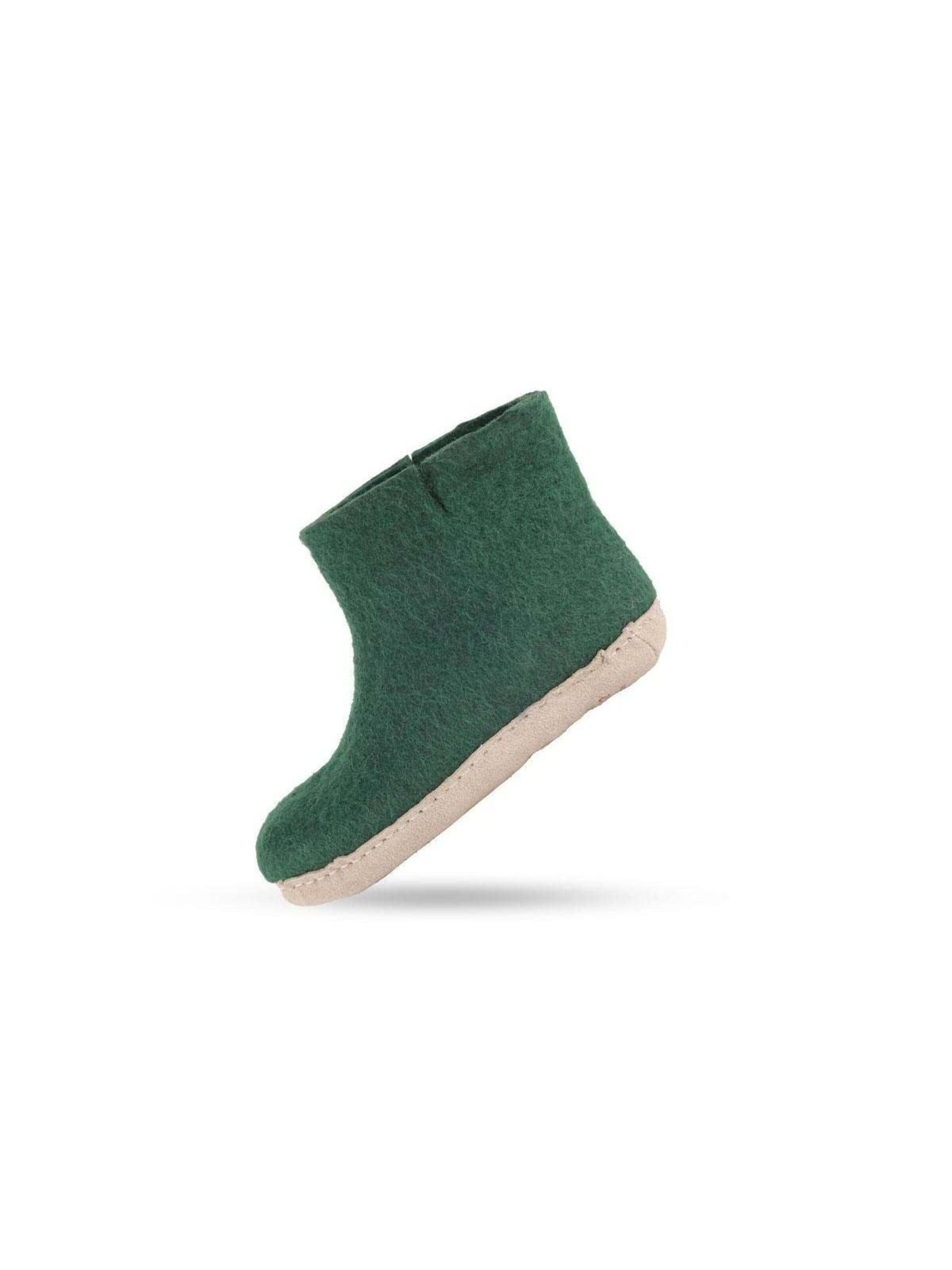 SHUS walk with nature Støvler 'Støvle af uld til Børn (100% ren uld)  m/sål i skind - Dansk Design fra SHUS' i grøn: forside