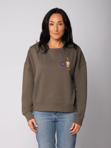Watapparel Sweatshirt 'Funny Cat ' in Bruin: voorkant