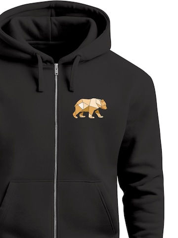 Neverless Sweatjacke 'Bär Polygon Gelb'‌‌‌‌‌‌‌ in Schwarz