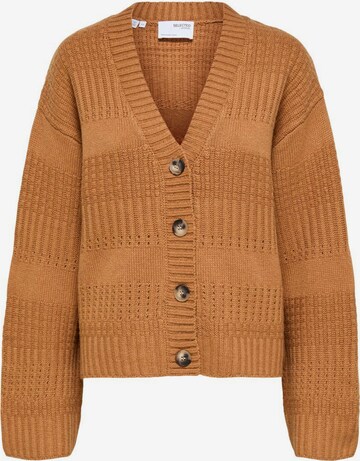 SELECTED FEMME Knit Cardigan in Brown: front