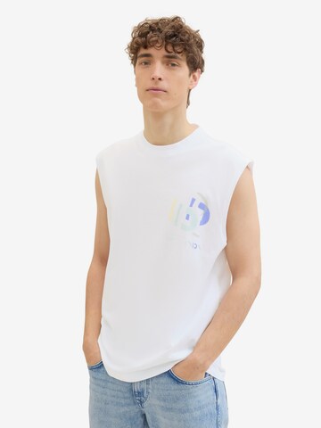 T-Shirt TOM TAILOR DENIM en blanc : devant