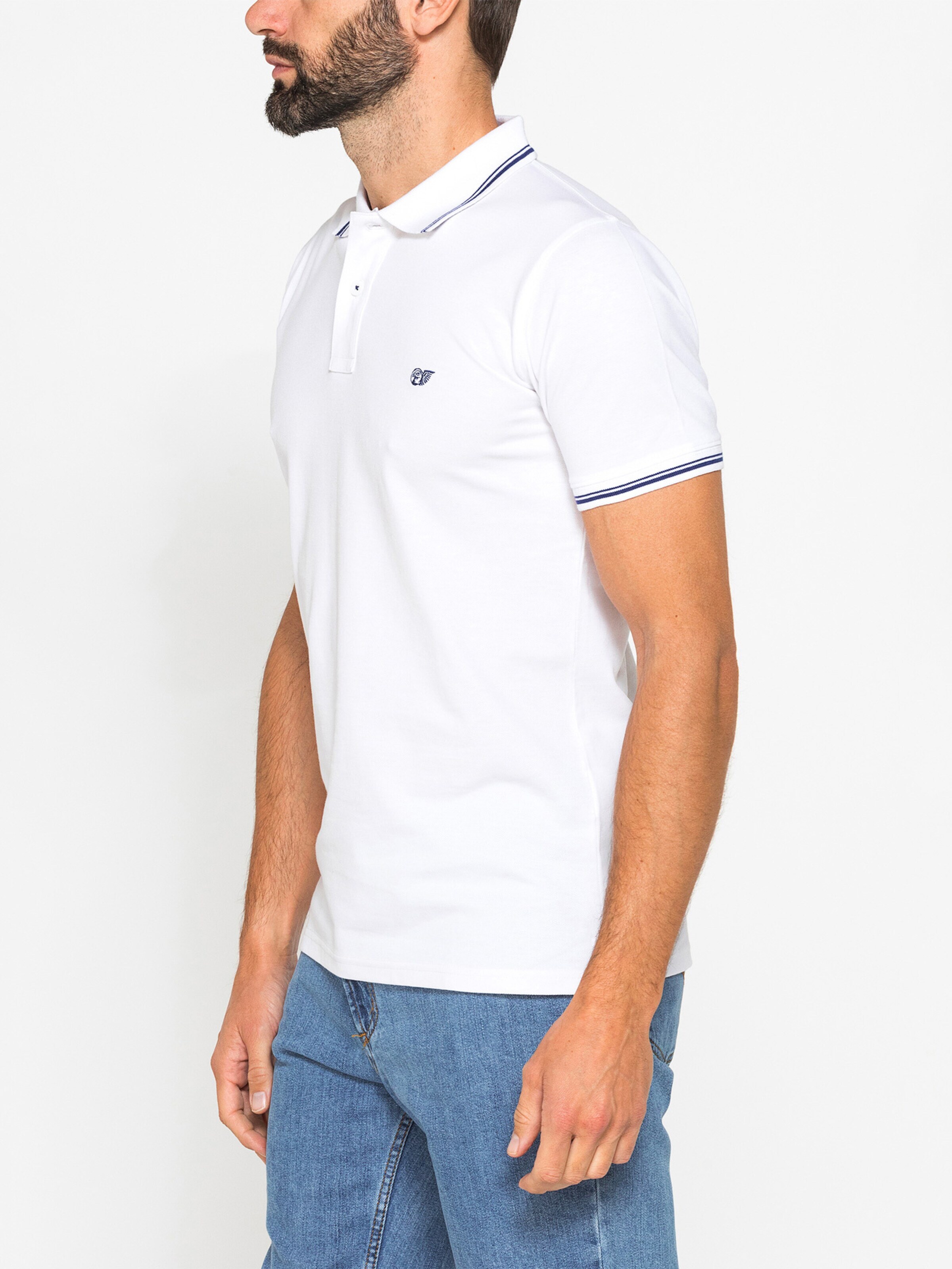 Carrera Jeans Regular Fit Hemd 'Piqué Polo Tipping'‌‌ in Weiß