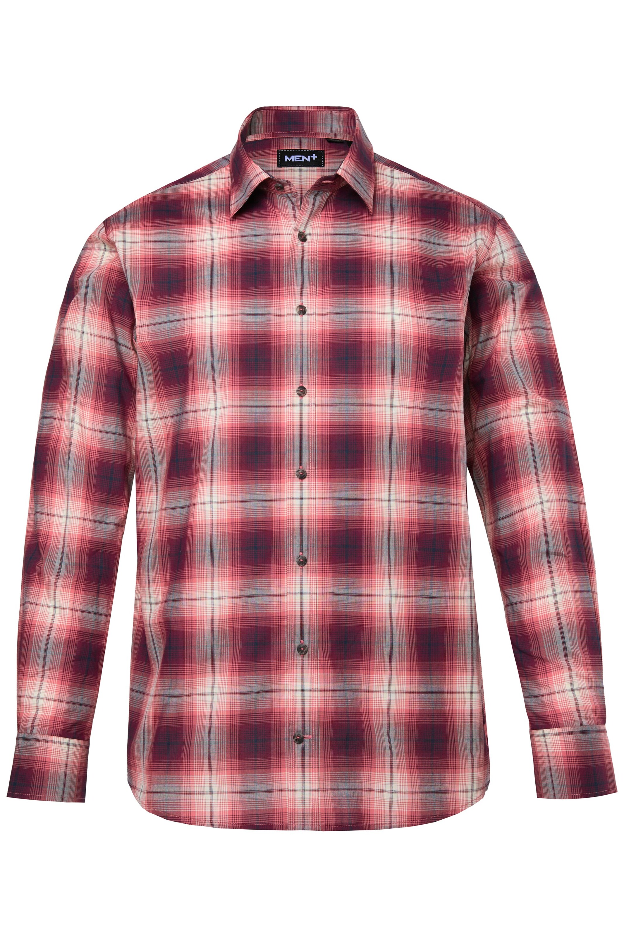 Men Plus Regular fit Button Up Shirt in Red: front