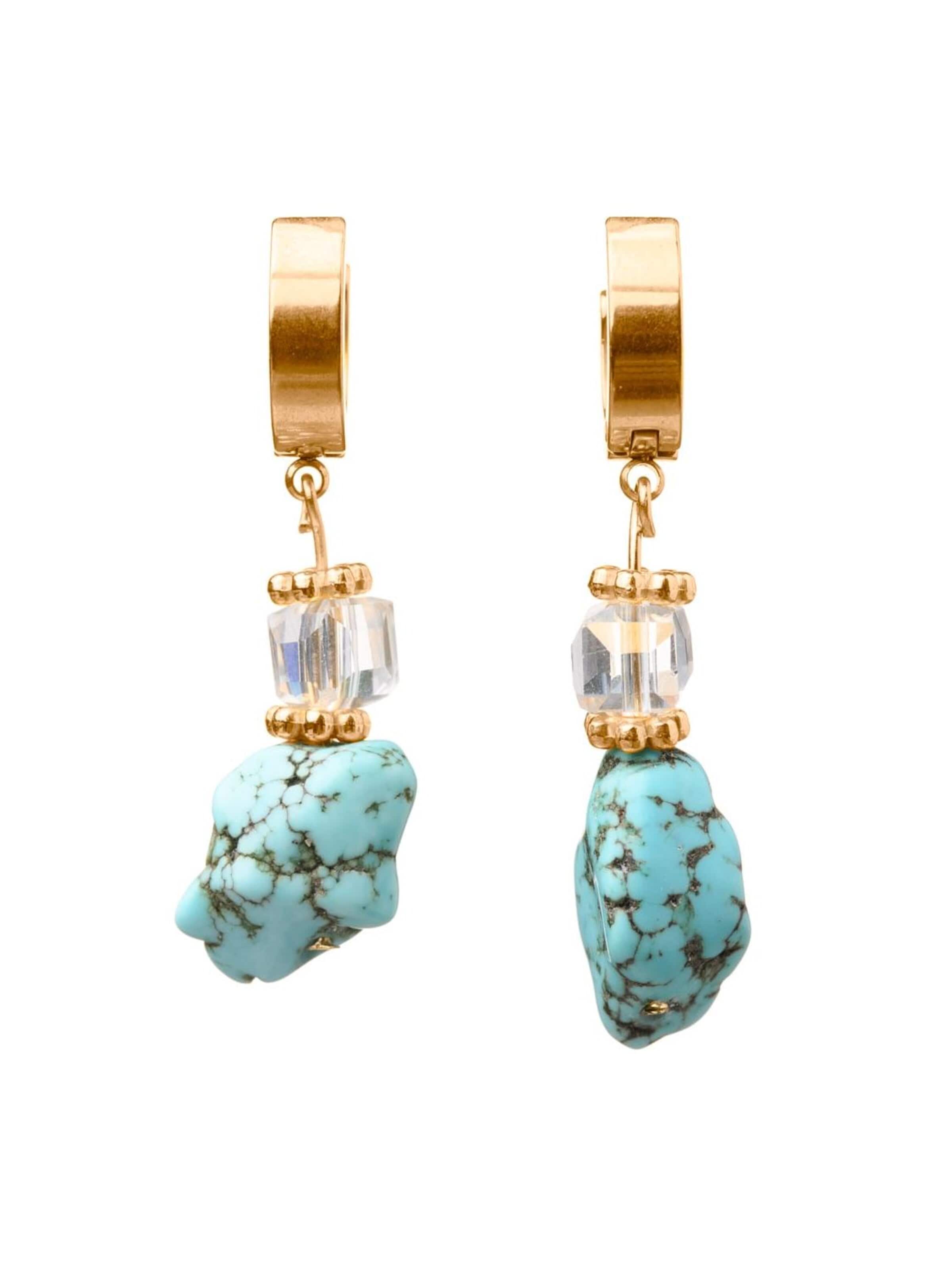 THE GEM STORIES JEWELRY Oorbellen 'Turquoise with Crystal Earrings' in Blauw: voorkant
