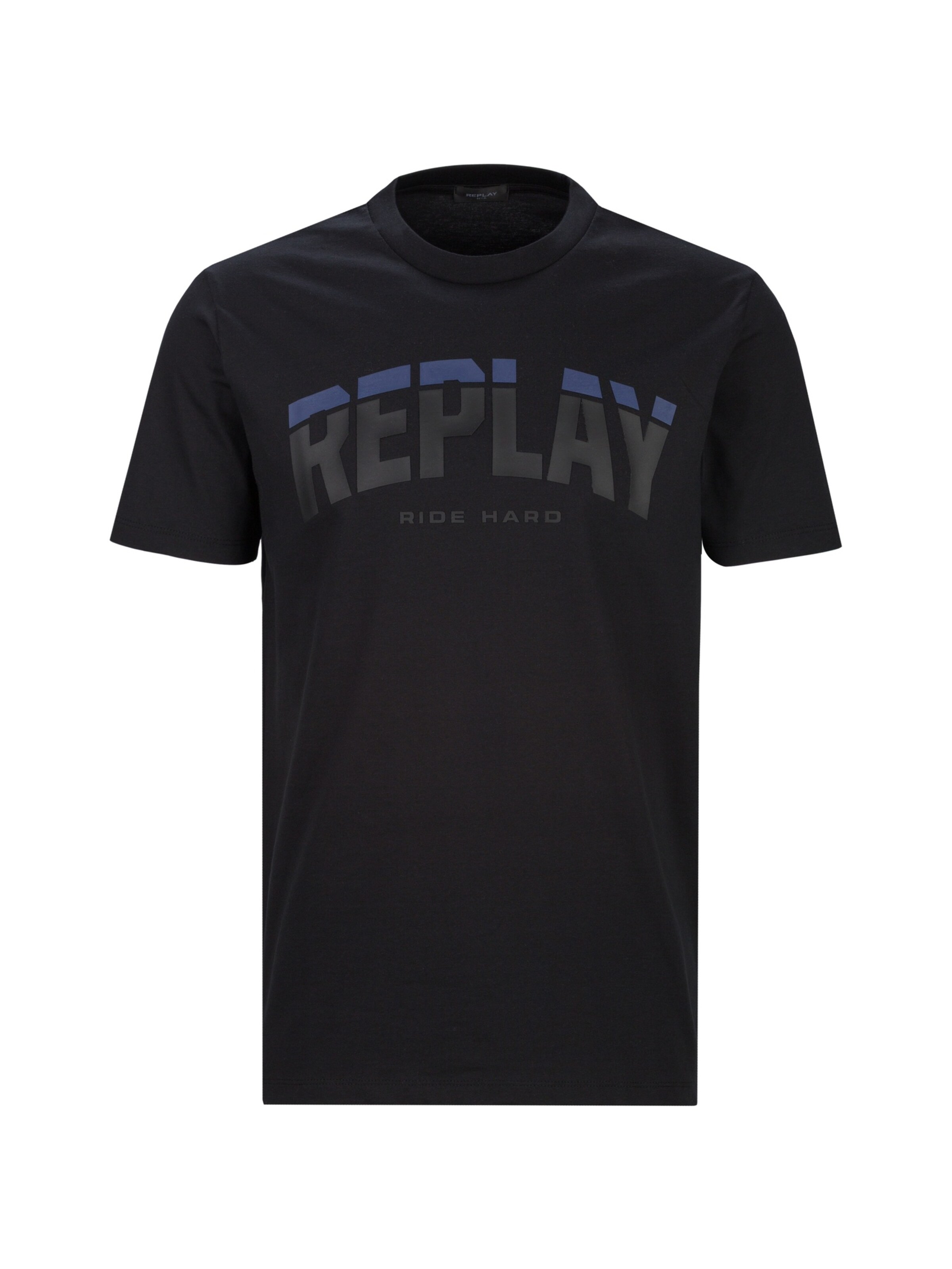 REPLAY T-Shirt 'Two Color Letter' in XXXL in blau / schwarz, Produktansicht