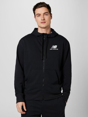 new balance Zip-Up Hoodie 'Essentials' in Black: front