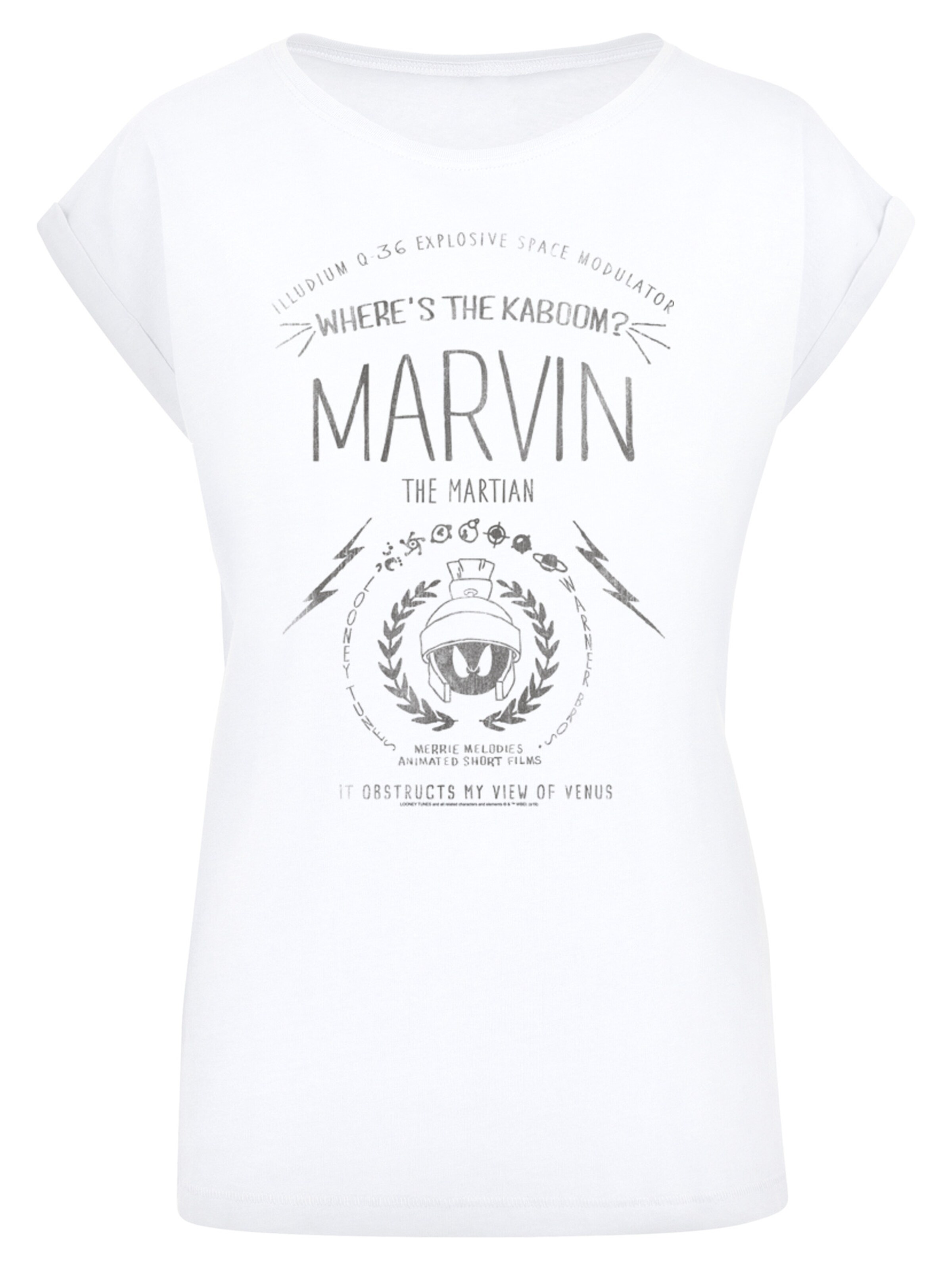 T-shirt 'Looney Tunes Marvin The Martian Where's The Kaboom' F4NT4STIC en blanc : devant