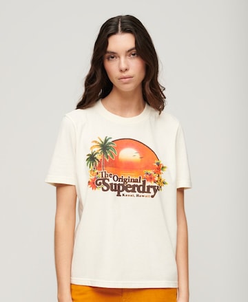 Superdry T-shirt 'Travel Souvenir' i vit: framsida