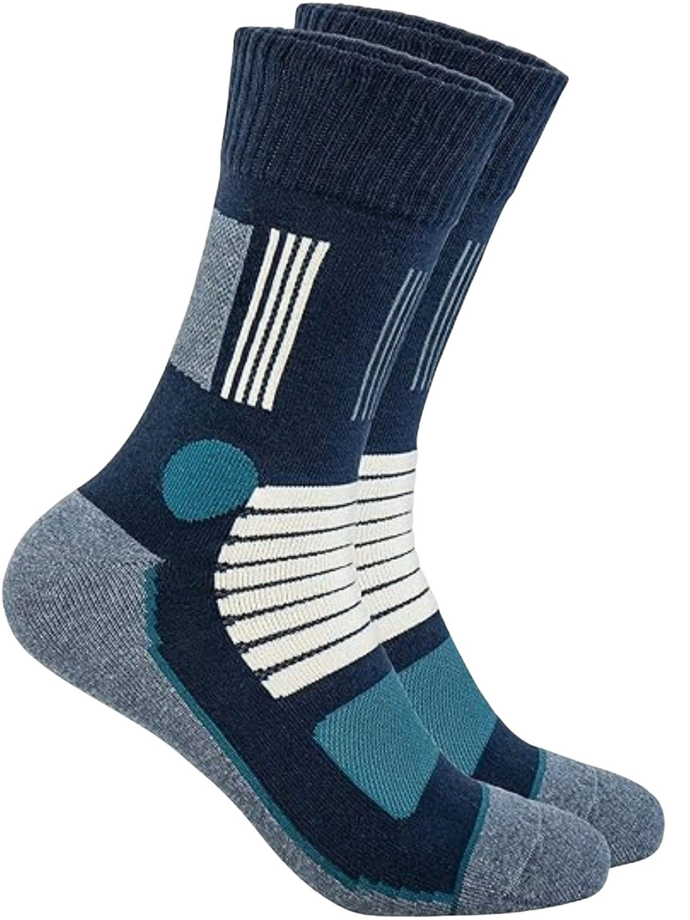 footnote Athletic Socks 'Footnote Wandersocken - ergonomische Spezialzonen, hoher Tragekomfort - 3 Paar' in Blue: front