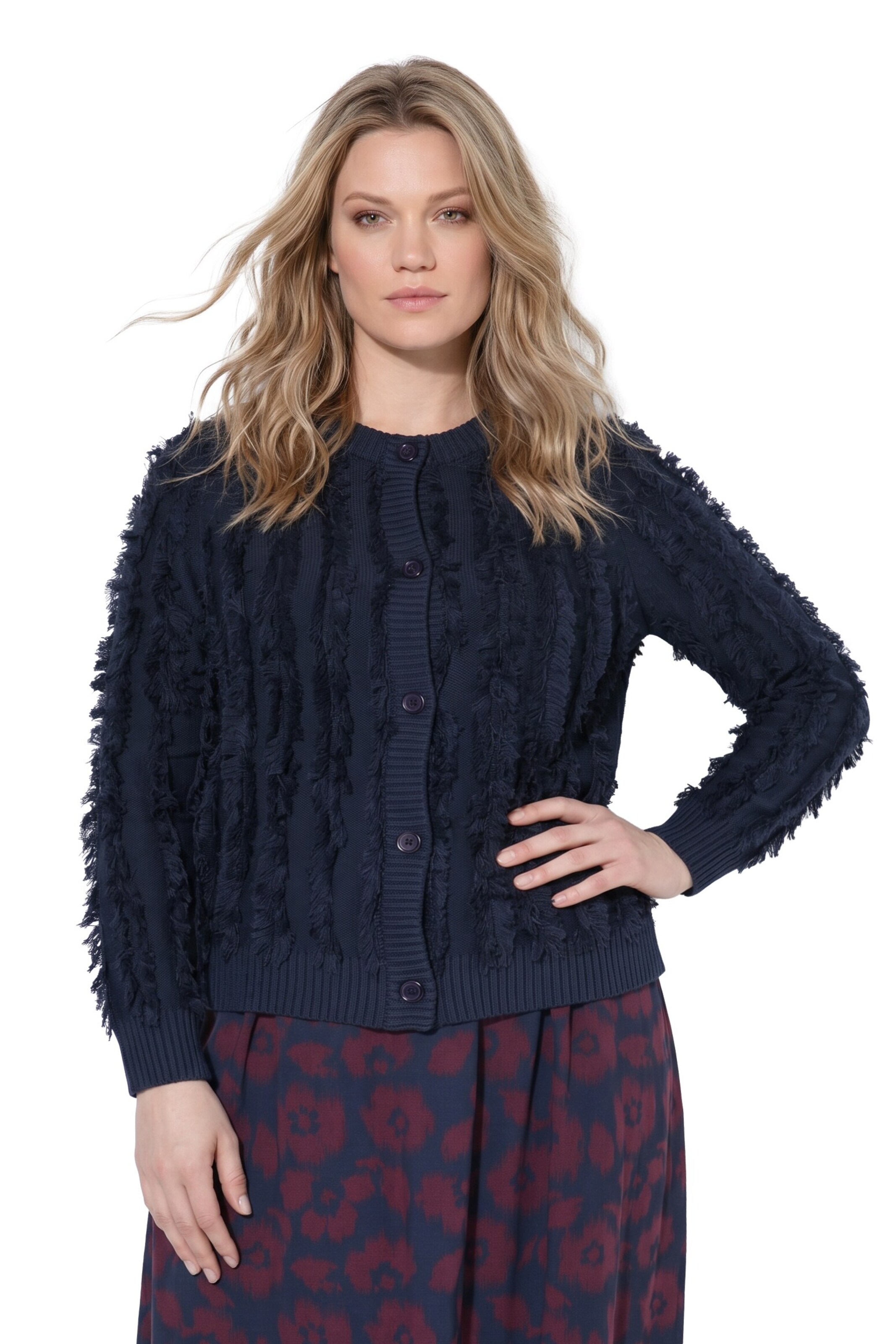 Ulla Popken Knit cardigan in Blue: front