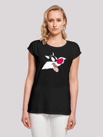 F4NT4STIC Shirt 'Looney Tunes Sylvester' in Zwart: voorkant