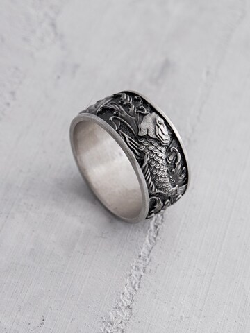 REYTEL Ring 'JAPANESE KOI CARPS AND WAVES' in Zilver: voorkant