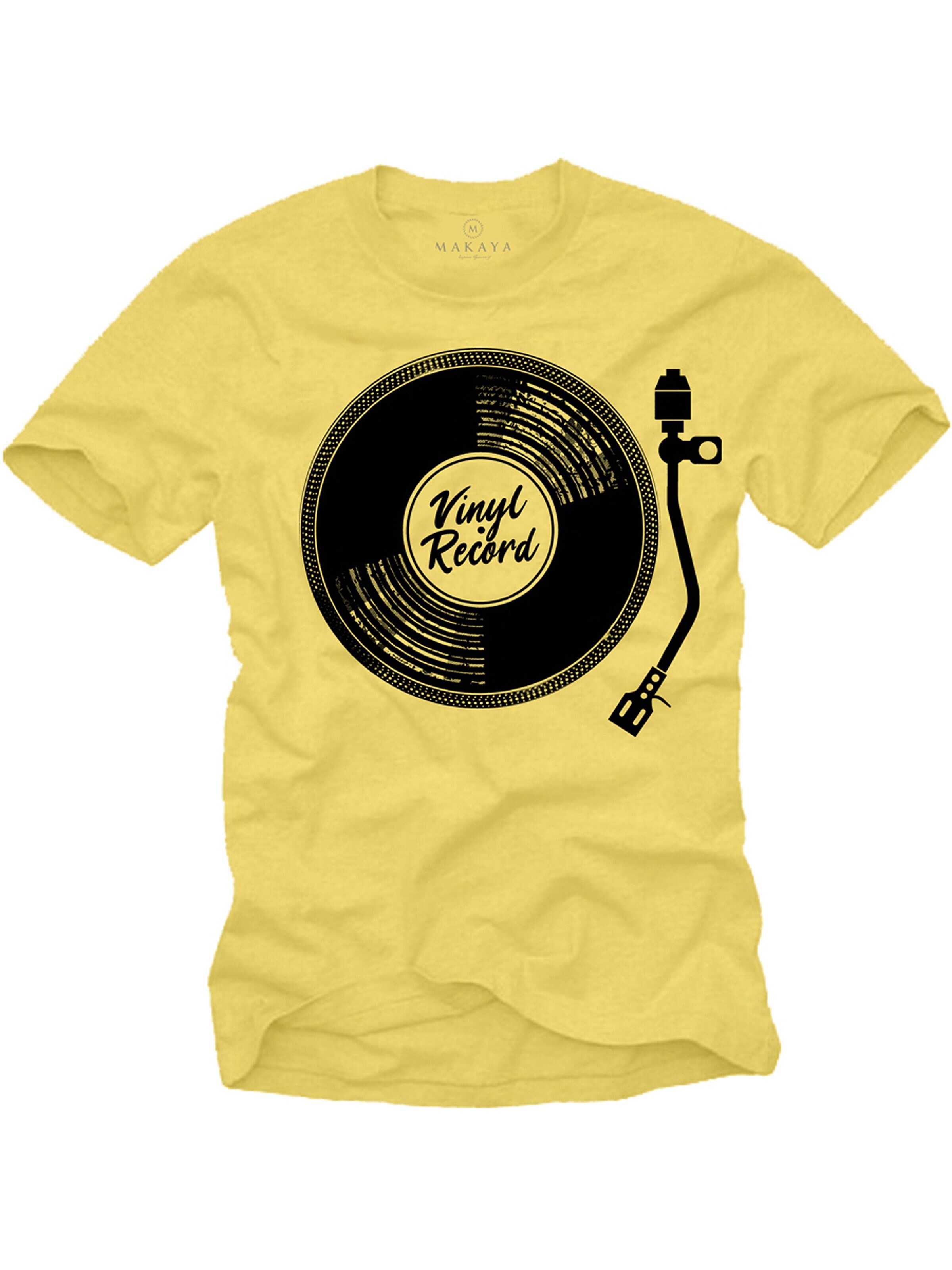 MAKAYA Shirt 'V-Record' in Yellow: front