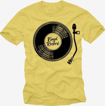 MAKAYA Shirt 'V-Record' in Yellow: front