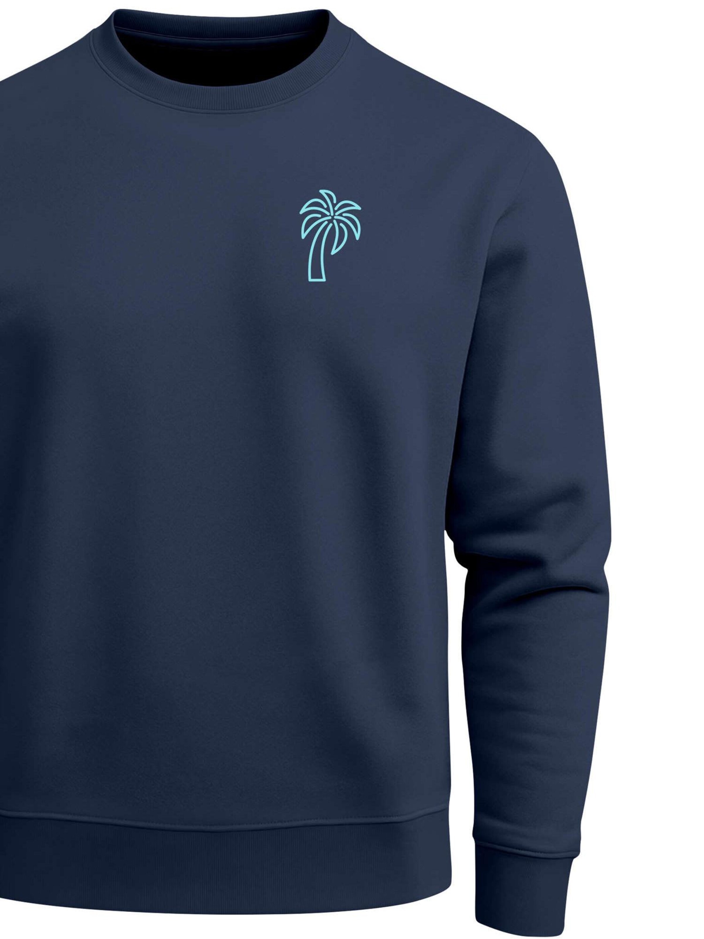 Neverless Sweatshirt 'Palm Lineart Logo'‌ in Blau