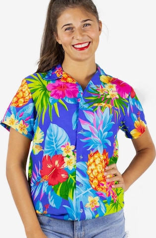 Camicia da donna 'Pineapple' di King Kameha in blu: frontale