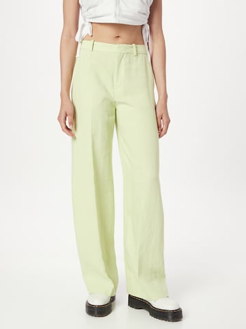 DRYKORN Wide leg Pleated Pants 'DESK' in Yellow: front