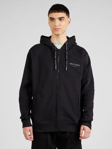 Carlo Colucci Zip-Up Hoodie in Black: front