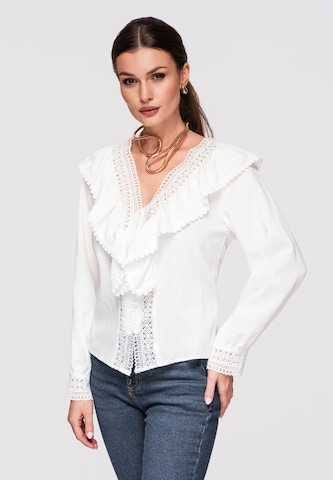 Ombre Blouse in White: front