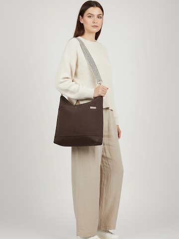 SANUMI Crossbody Bag 'Canvas Hobobag' in Brown: front
