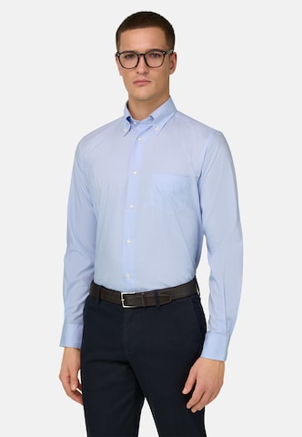 Coupe regular Chemise Boggi Milano en bleu : devant