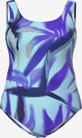 Ulla Popken T-shirt Badpak in Blauw: voorkant