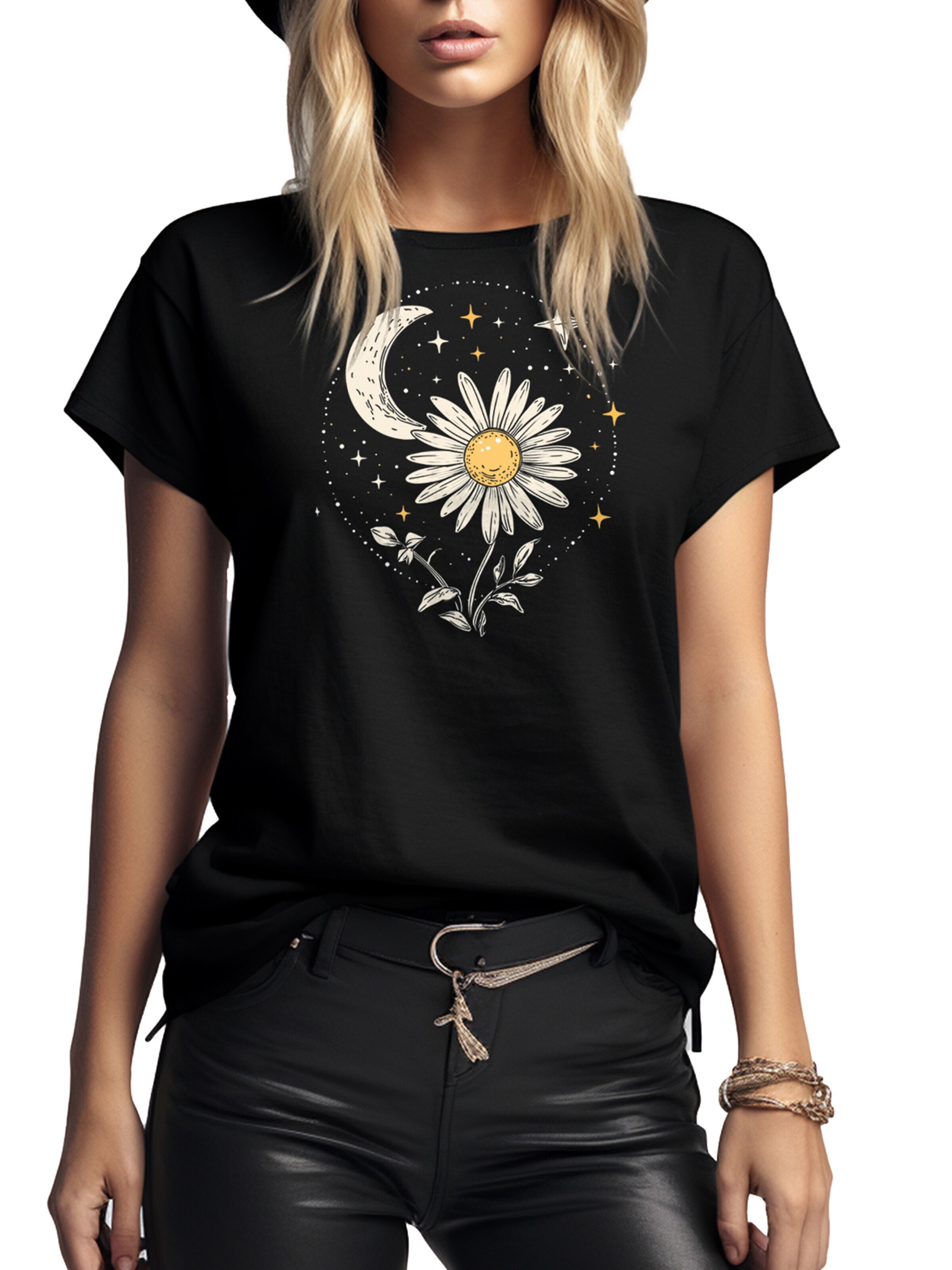 MAKAYA Shirt 'Daisy Stars' in Black