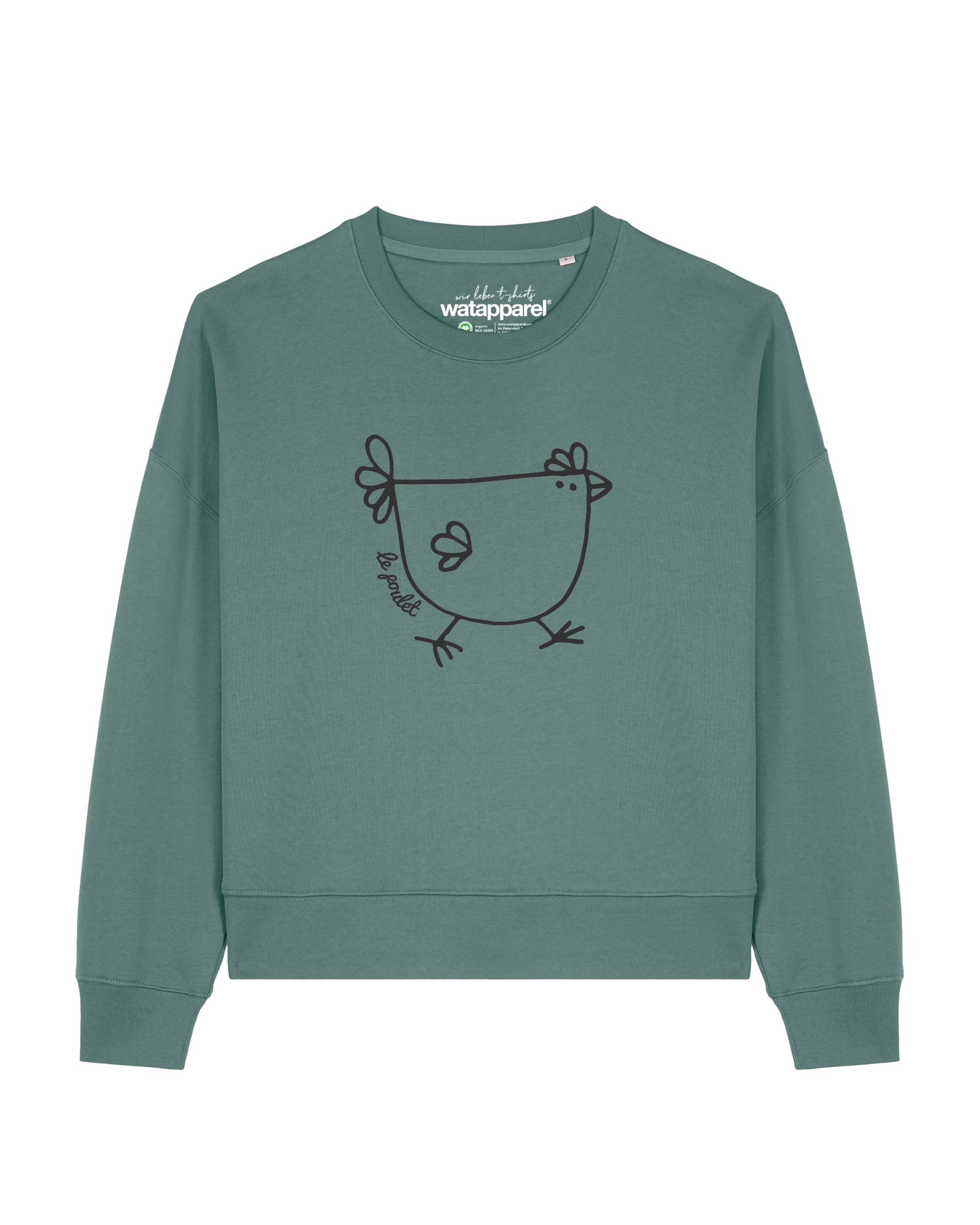 Watapparel Sweatshirt 'Le poulet ' in Grün: Vorderseite