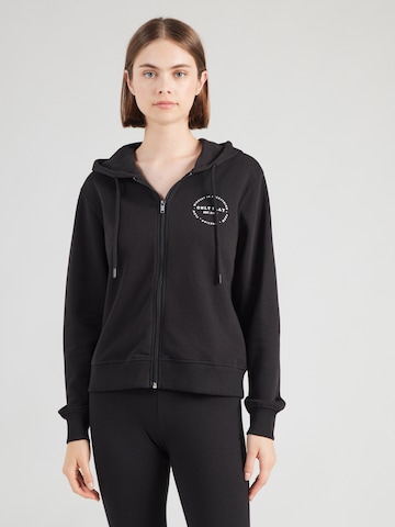 ONLY PLAY - Sudadera con cremallera deportiva 'ONPCAVA' en negro: frente