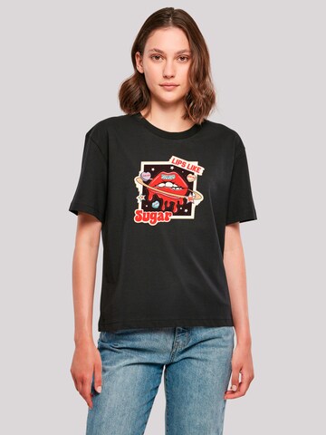 T-shirt 'Lips Like Sugar Retro Fashion Valentinstag' F4NT4STIC en noir : devant