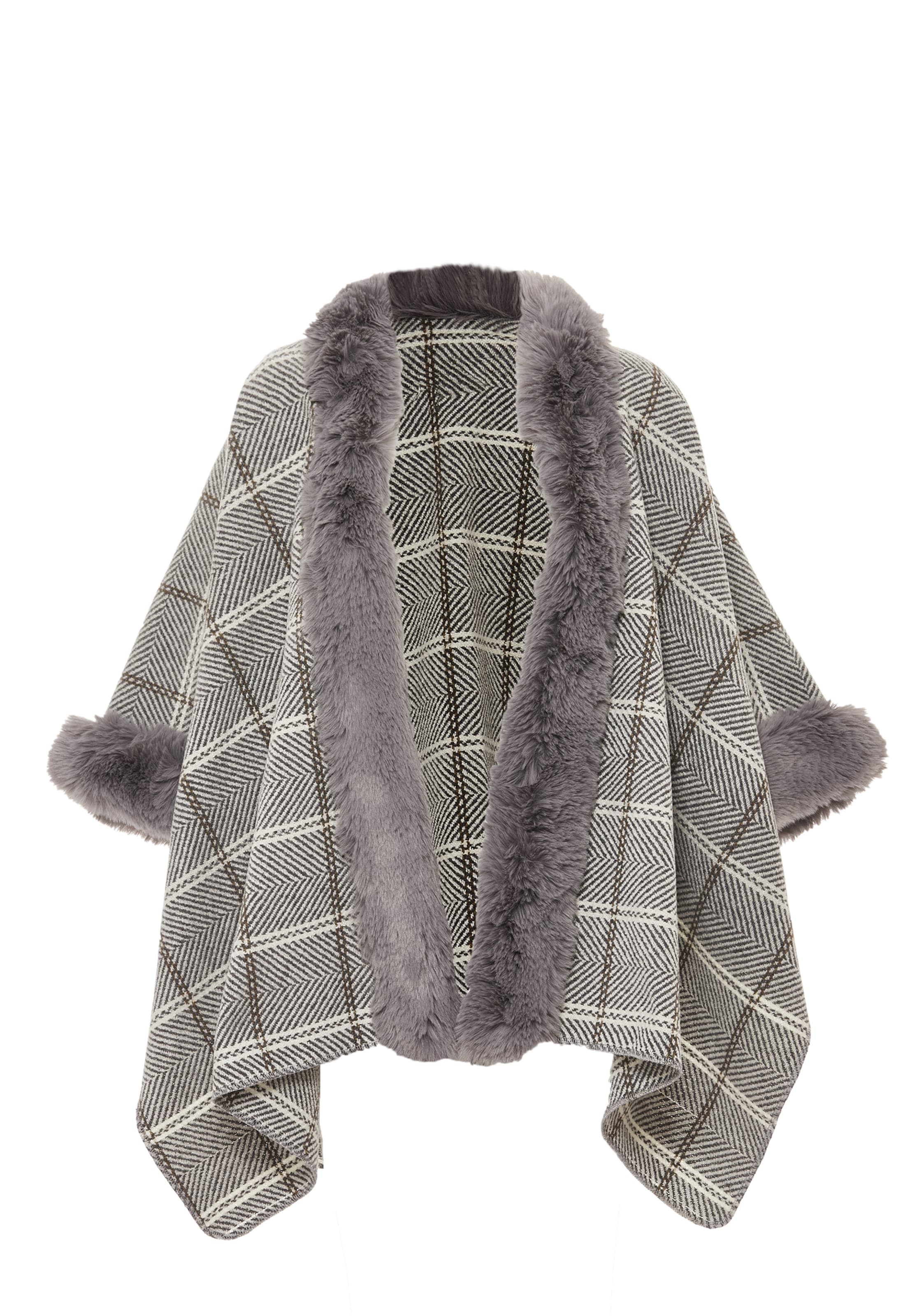 Capă ALARY pe gri / gri amestecat / alb lână, Vizualizare produs