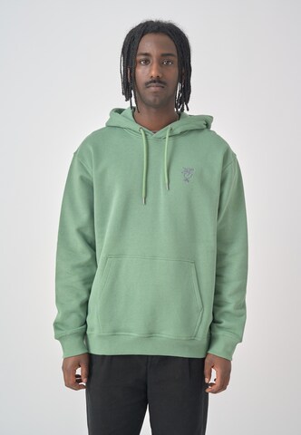 Cleptomanicx Sweatshirt 'Sketch Gull' in Green: front