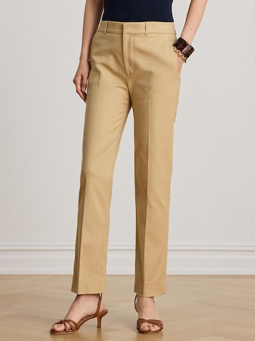 Lauren Ralph Lauren Regular Pressveckad byxa i beige: framsida