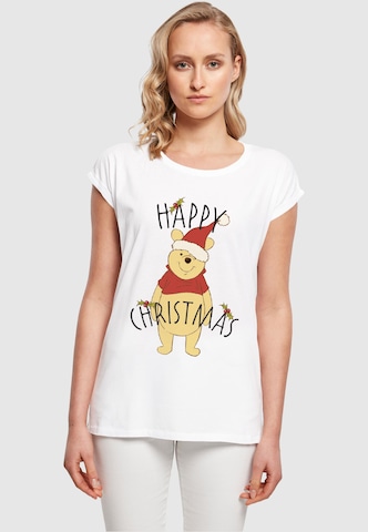 T-shirt 'Winnie The Pooh - Happy Christmas Holly' ABSOLUTE CULT en blanc : devant