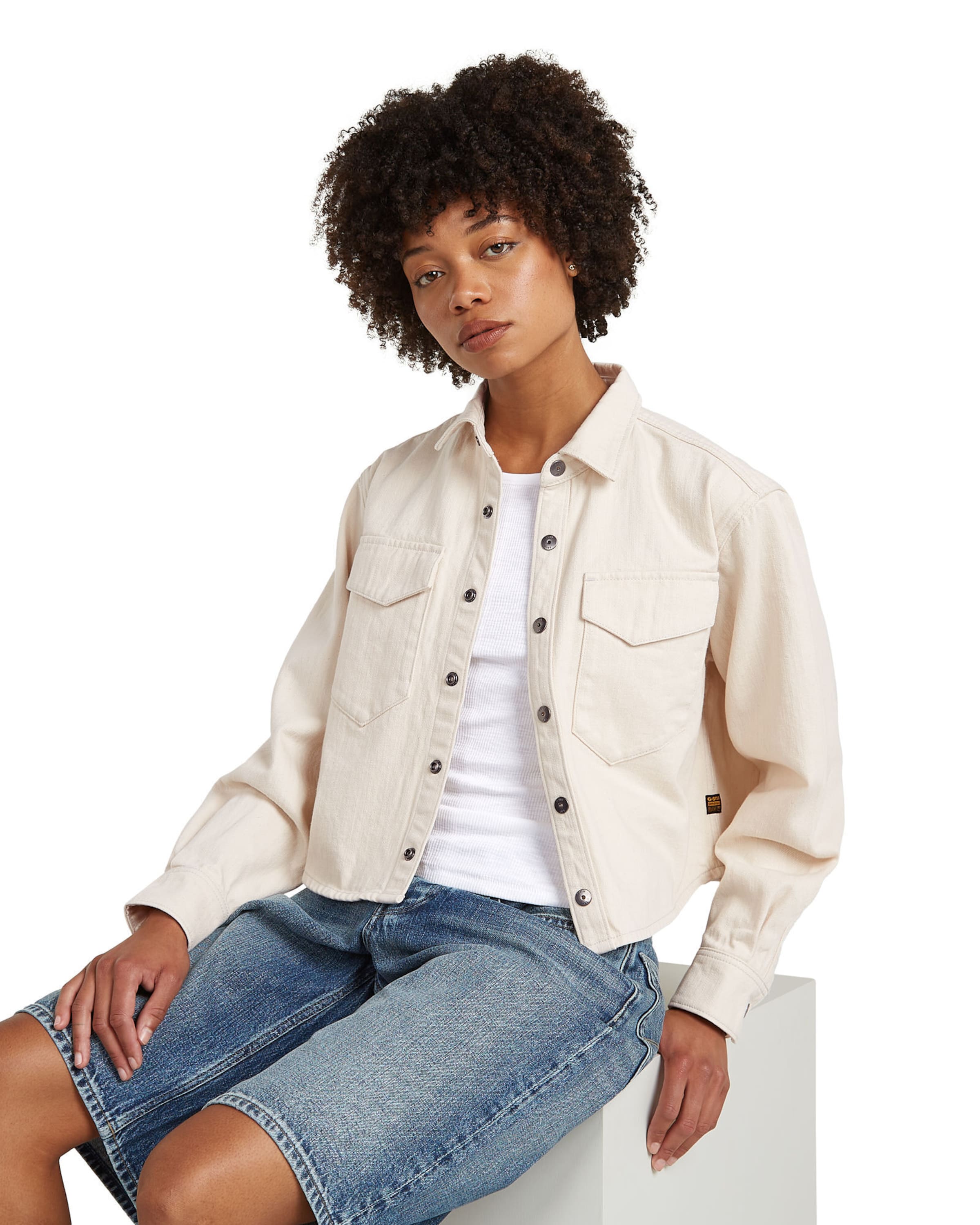 G-STAR Tussenparka 'Boxy Relaxed Overshirt' in Wit