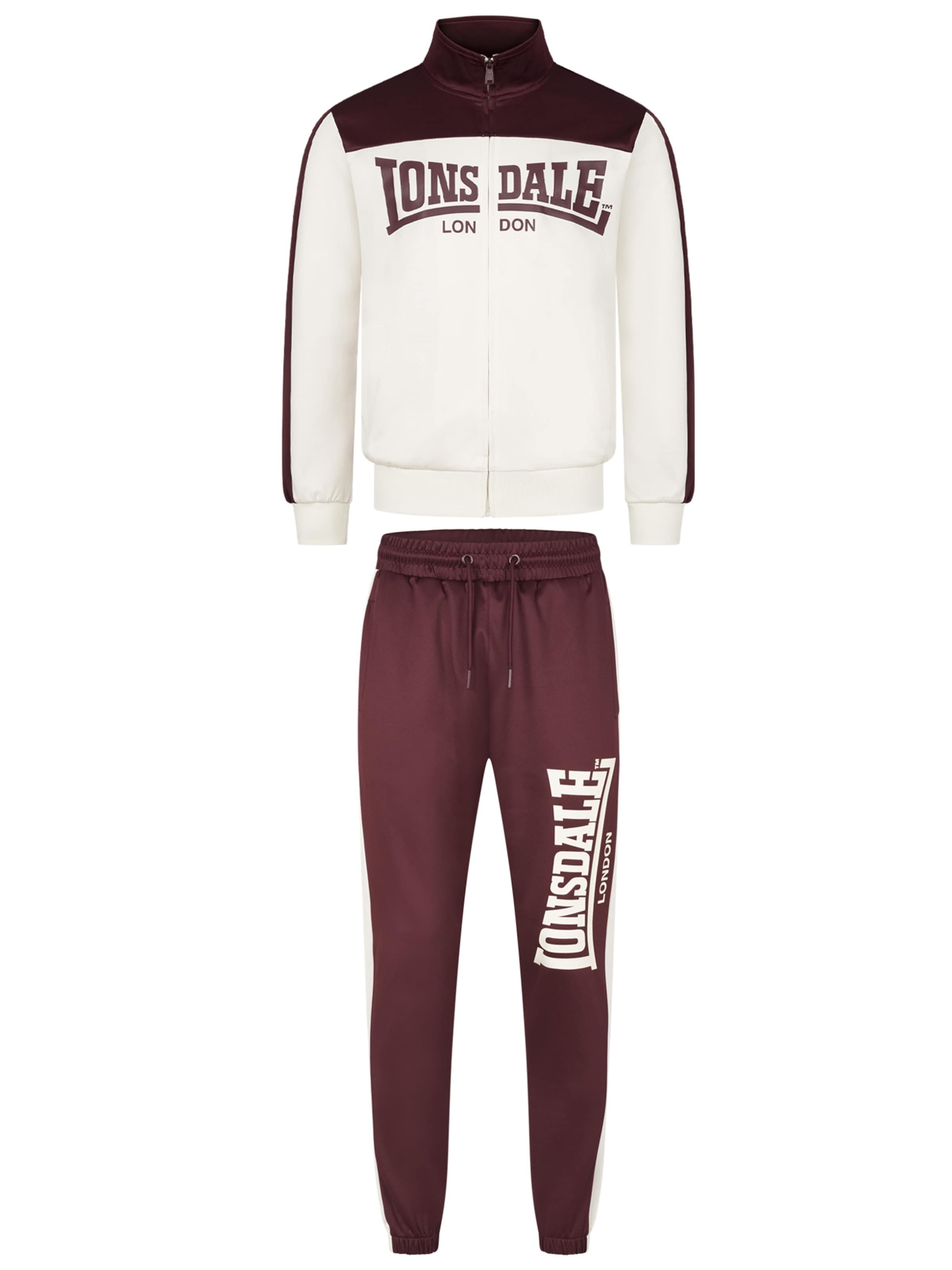 LONSDALE Jogging komplet 'Holmbury' u karmin crvena / bijela, Pregled proizvoda