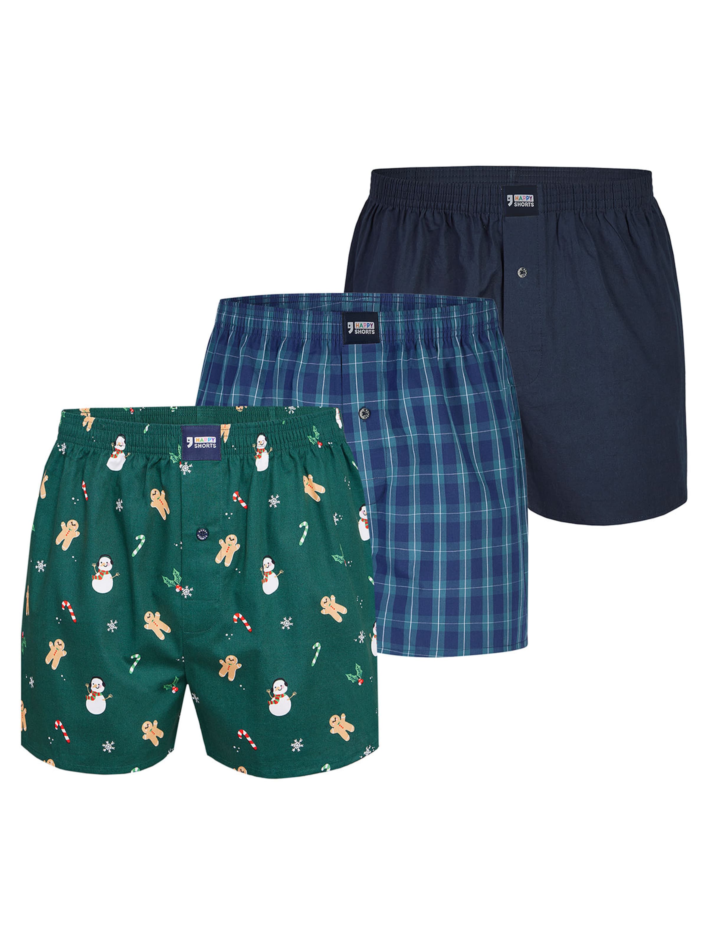 Happy Shorts Boxershorts 'Christmas' in Blauw: voorkant