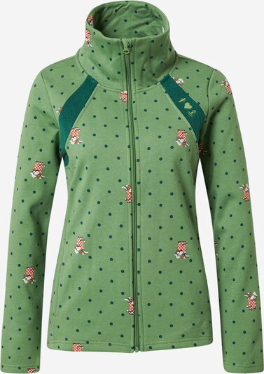 Blutsgeschwister Fleecejacke in grün / apfel / orange / weiß, Produktansicht