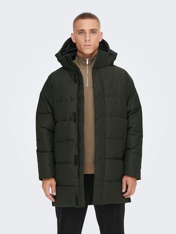 Only & Sons Winter Coat 'CARL' in Green: front