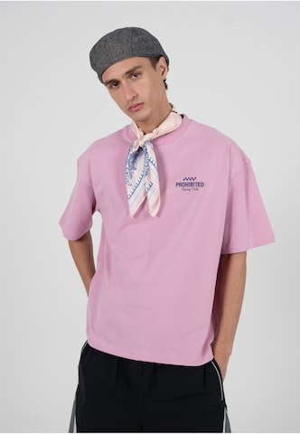 T-Shirt 'In A Rush' Prohibited en rose : devant